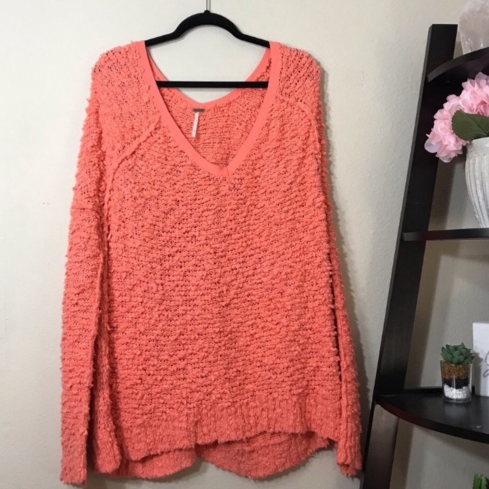 Free People Slouchy V-Neck Knit Sweater